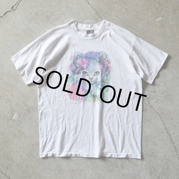 画像1: 1990s 美人猫アートTシャツ　 "MADE IN USA"　 表記L  (1)