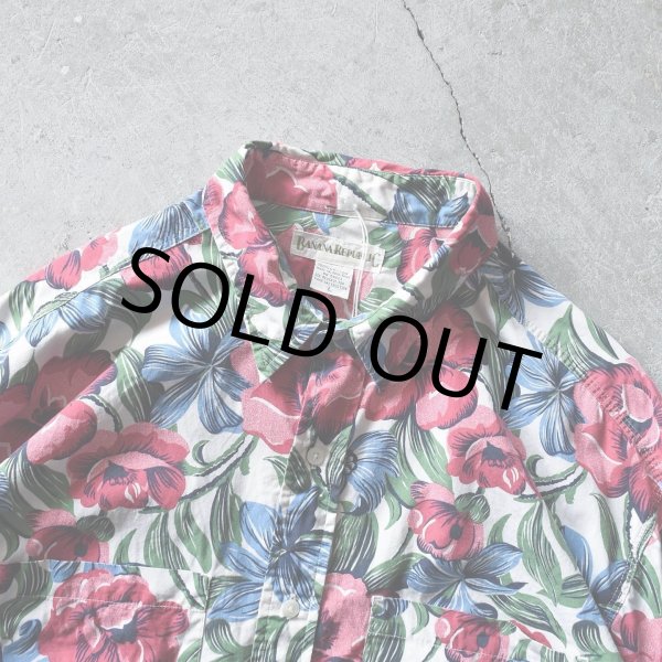 画像3: 1990s BANANA REPUBLIC ボタニカル柄コットンシャツ　 表記L  (3)