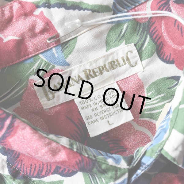 画像4: 1990s BANANA REPUBLIC ボタニカル柄コットンシャツ　 表記L  (4)