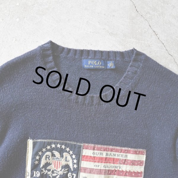 画像2: POLO RALPH LAUREN 星条旗コットンニットセーター　 表記M  (2)