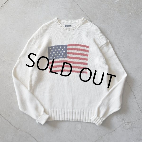 画像1: 1990s Polo by RalphLauren 星条旗コットンニットセーター　 実寸XL  (1)