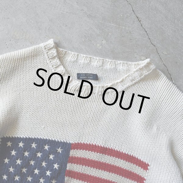 画像2: 1990s Polo by RalphLauren 星条旗コットンニットセーター　 実寸XL  (2)
