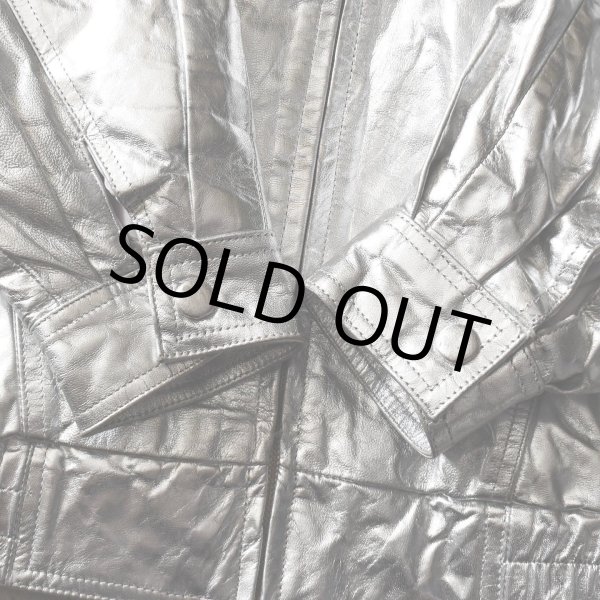画像10: 1980-90s 銀のレザージャンパー　 表記L  (10)