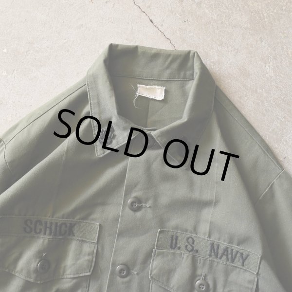 画像6: 1970s US.NAVY SEABEES OG507ユーティリティシャツ　 表記17 1/2×36？  (6)