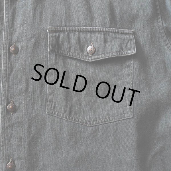 画像7: 1990s BANDANA REPUBLIC 襟レザーコットンシャツ　 表記M  (7)