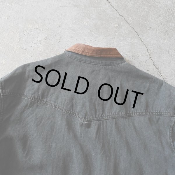 画像9: 1990s BANDANA REPUBLIC 襟レザーコットンシャツ　 表記M  (9)