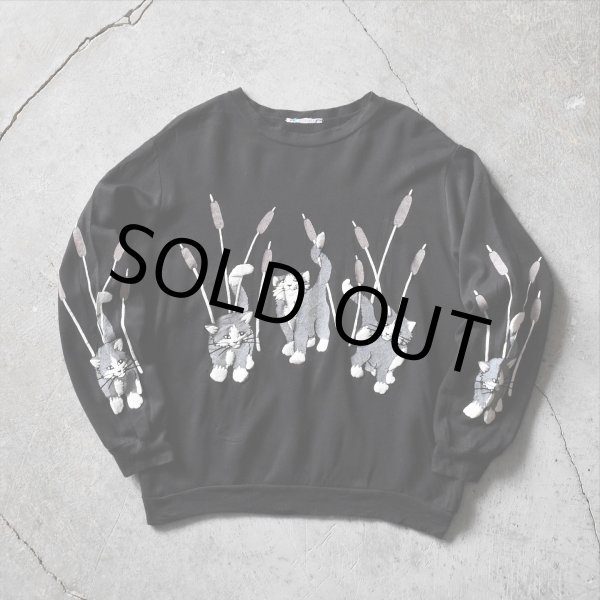 画像1: 1980s ねご 発泡プリントスウェット　 実寸L  (1)