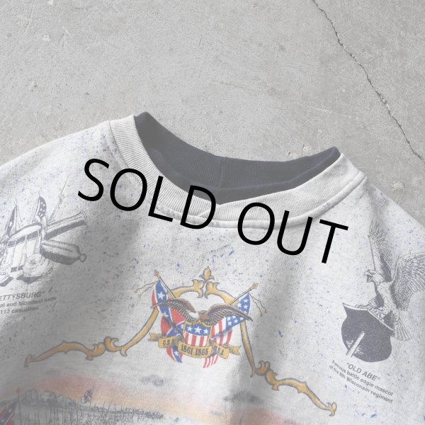 画像4: 1990s ART UNLIMITED アメリカ南北戦争 総柄スウェット　 実寸L  (4)