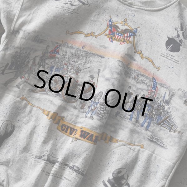 画像5: 1990s ART UNLIMITED アメリカ南北戦争 総柄スウェット　 実寸L  (5)