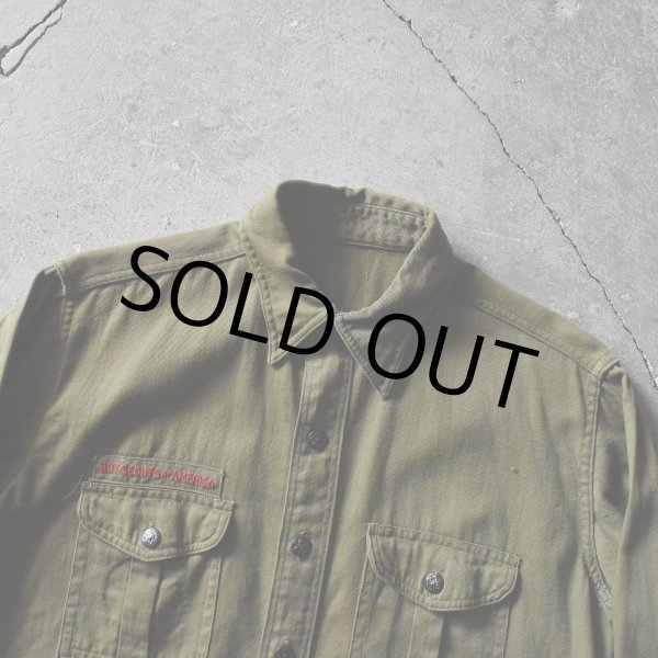 画像4: 1940s BSA BOY SCOUTS マチ付きシャツ　 "チェンジボタン"　 実寸ML  (4)