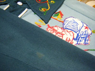 画像3: 1950s【HbarC】刺繍レーヨンウエスタンシャツ?ツートン?