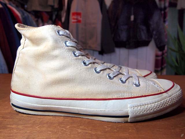 temor Moderador Sangriento 1980s【CONVERSE ALLSTAR】あて布生成りHi 8 1/2 - 古着屋HamburgCafe