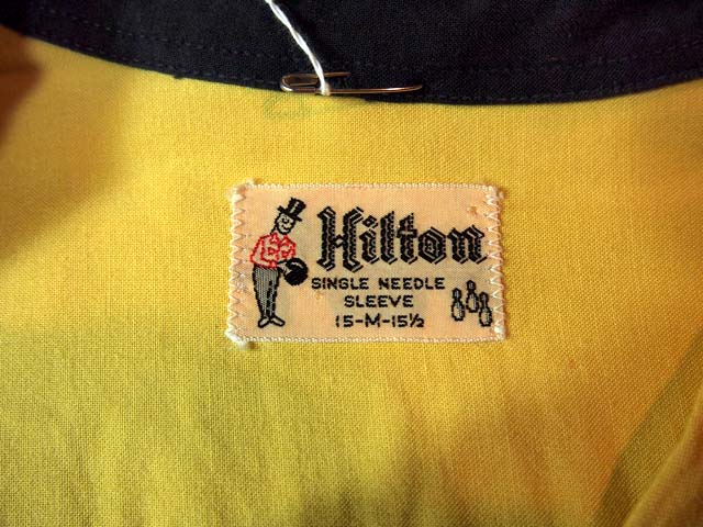 ビンテージ70年代HILTONヒルトン背中刺繍チェーンステッチボーリングシャツ