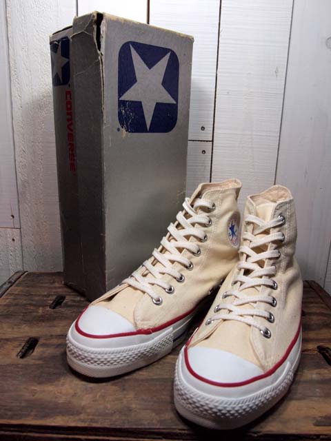 銀箱デッドストック!!1980s【CONVERSE ALLSTAR】生成りHi 9 1/2 - 古着