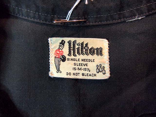 1960s【HILTON】レーヨンボーリングシャツ?黒? - 古着屋HamburgCafe