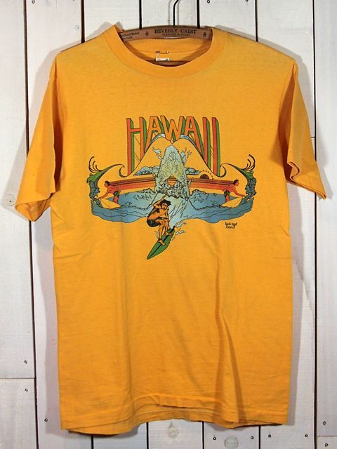1970s【Hanes】HAWAIIサーフTシャツ - 古着屋HamburgCafe