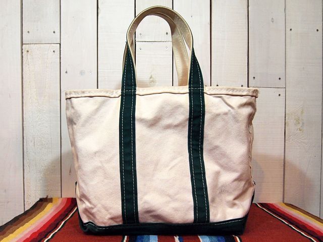 1990s【L.L.Bean】BOAT AND TOTE BAG〝ZIP TOP〟オフホワイト×グリーン