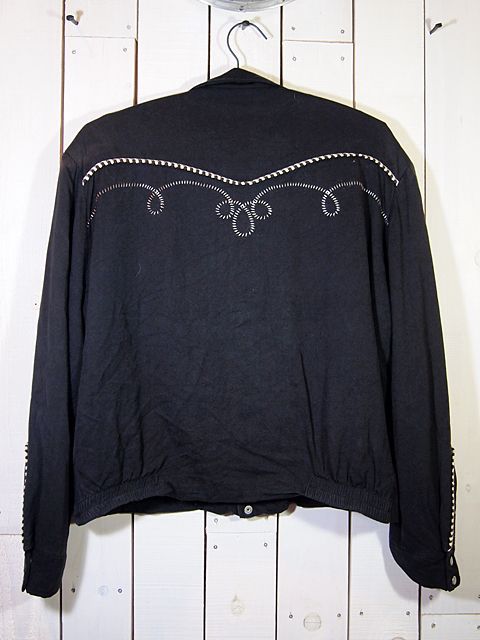 1970s【HbarC】レーヨンギャバジン刺繍ウエスタンジャケット - 古着屋