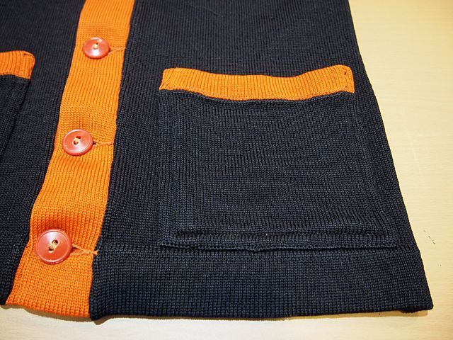1940s【LOWE&CAMPBELL】ツートンレタードカーディガン 黒
