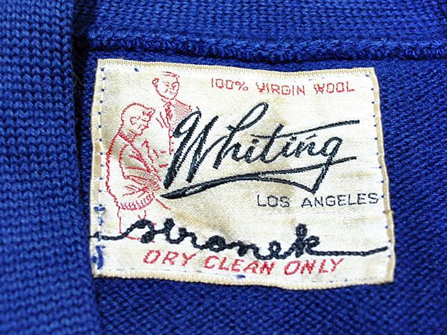 1950s〜【Whiting】レタードカーディガン - 古着屋HamburgCafe