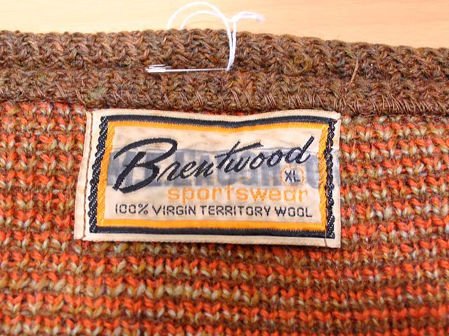1960s【Brentwood】アーガイルニットカーディガン - 古着屋HamburgCafe
