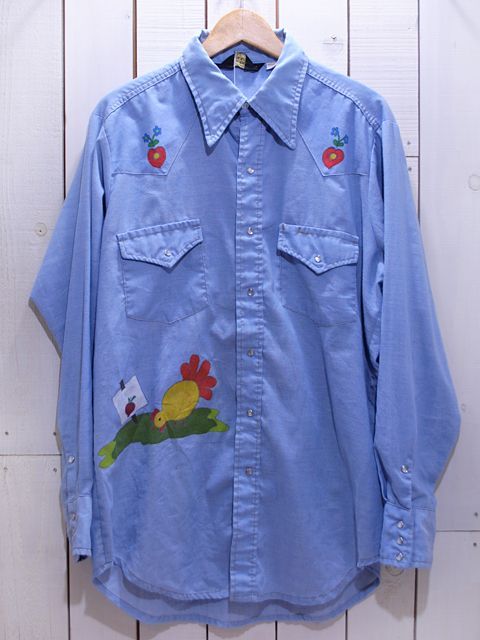 1970s【SEARS】両面ペイントシャンブレーウエスタンシャツ - 古着屋 