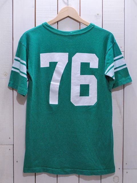 1970s【Champion】ナンバリングフットボールTシャツ バータグ3段プリント　表記M