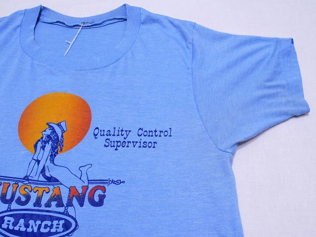 1980s MUSTANG RANCH風俗Tシャツ 実寸ML - 古着屋HamburgCafe