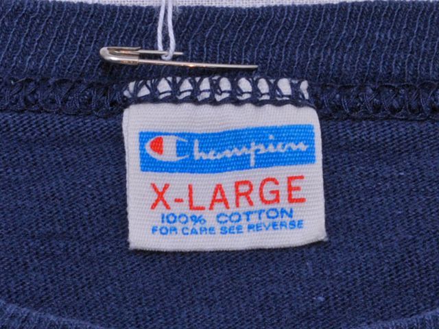 Champion◇Tシャツ/XL/コットン/ブラック/70s/バータグ/フットボールT
