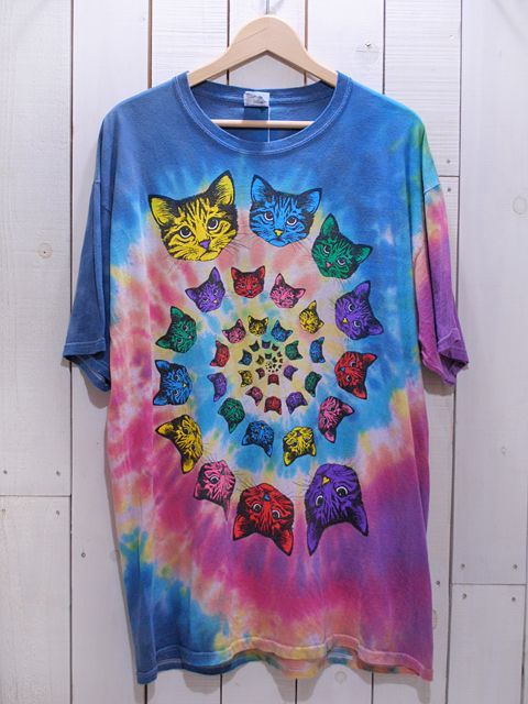 1990s〜猫タイダイTシャツ 表記XL - 古着屋HamburgCafe 1990s〜猫タイダイTシャツ 表記XL - 古着屋HamburgCafe