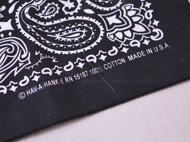 1980s-90s バンダナ ブラック MADE IN USA - 古着屋HamburgCafe