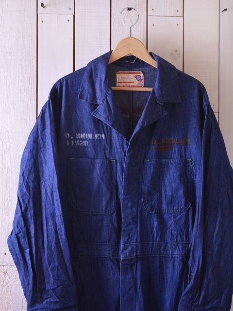 1960s BLUE TOP デニムオールインワン 表記42 - 古着屋HamburgCafe