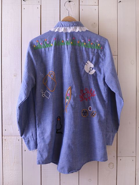 1970s BIG MAC 刺繍シャンブレーシャツ　表記S