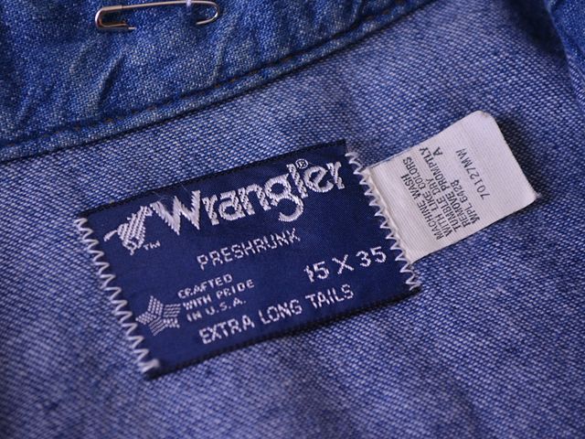 1980s Wrangler 127MWデニムウエスタンシャツ 表記15 - 古着屋HamburgCafe
