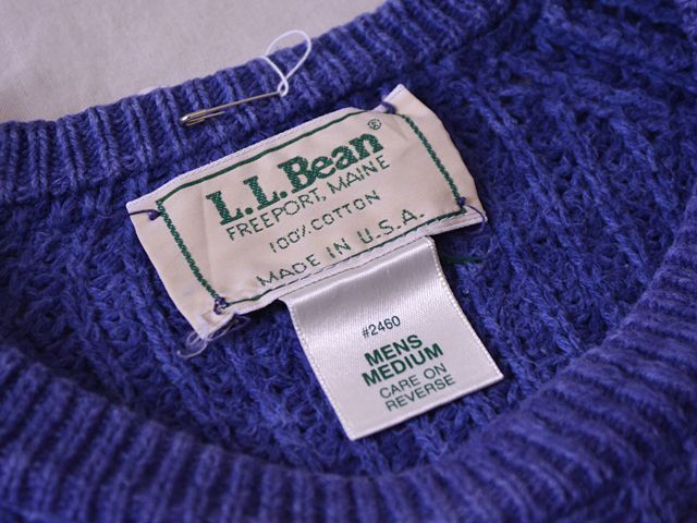1980s L.L.Bean インディゴ風コットンセーター 表記M - 古着屋HamburgCafe