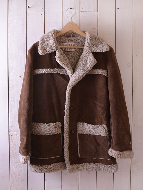 USA　70s　SILTON　ボアランチコート　チェック柄　M～Lサイズ位