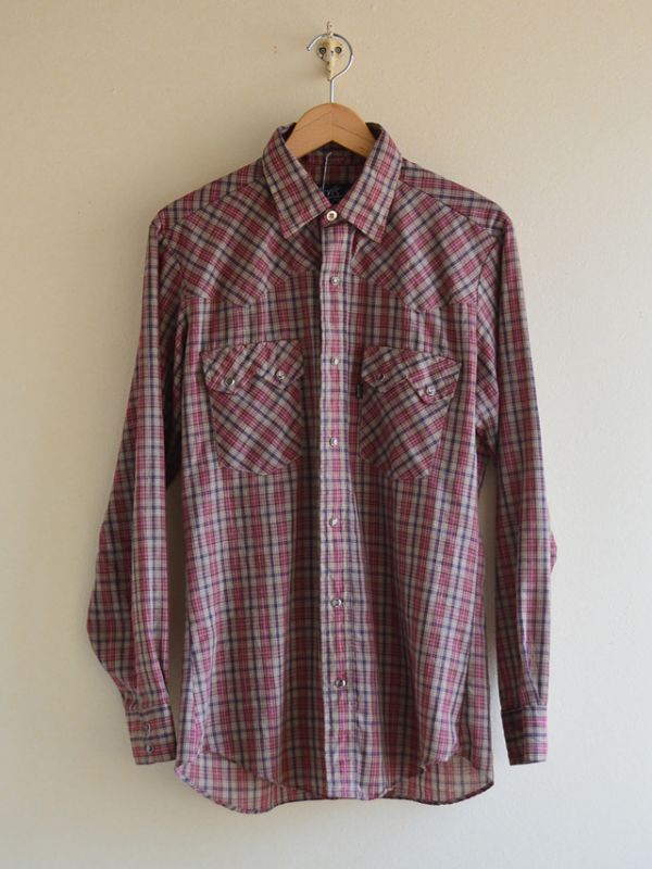 1970s Levi's チェックウエスタンシャツ 表記M - 古着屋HamburgCafe