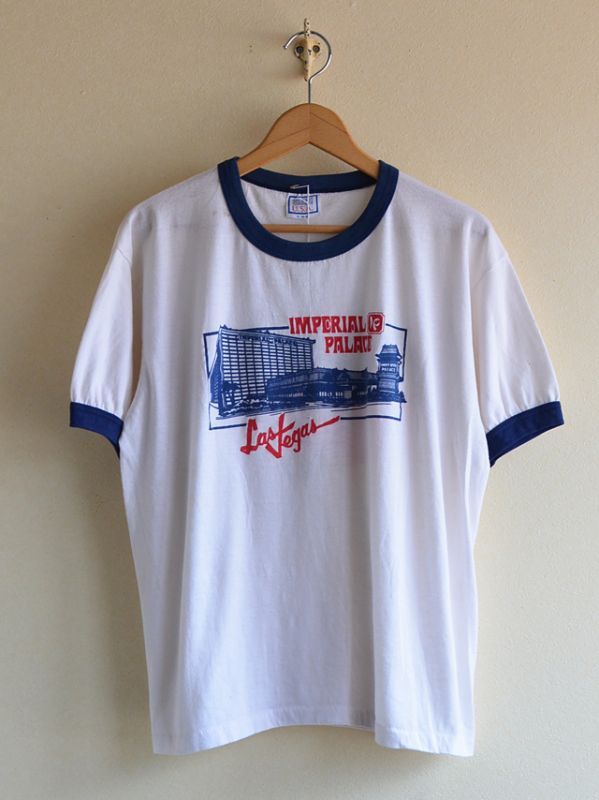 1980s IMPERIAL PALACE AUTO COLLECTION 両面プリントリンガーTシャツ 