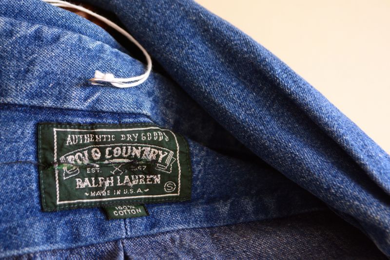 1990s POLO COUNTRY デニムシャツ MADE IN USA 表記S - 古着屋HamburgCafe