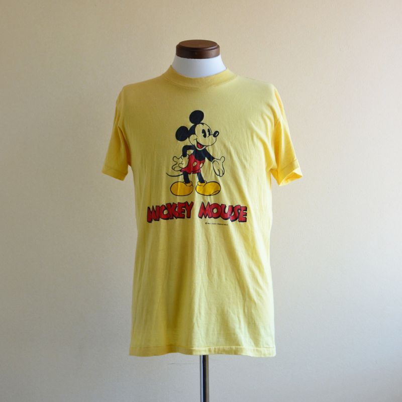 1970s-80s MICKEY MOUSE 両面プリントTシャツ 表記L - 古着屋HamburgCafe