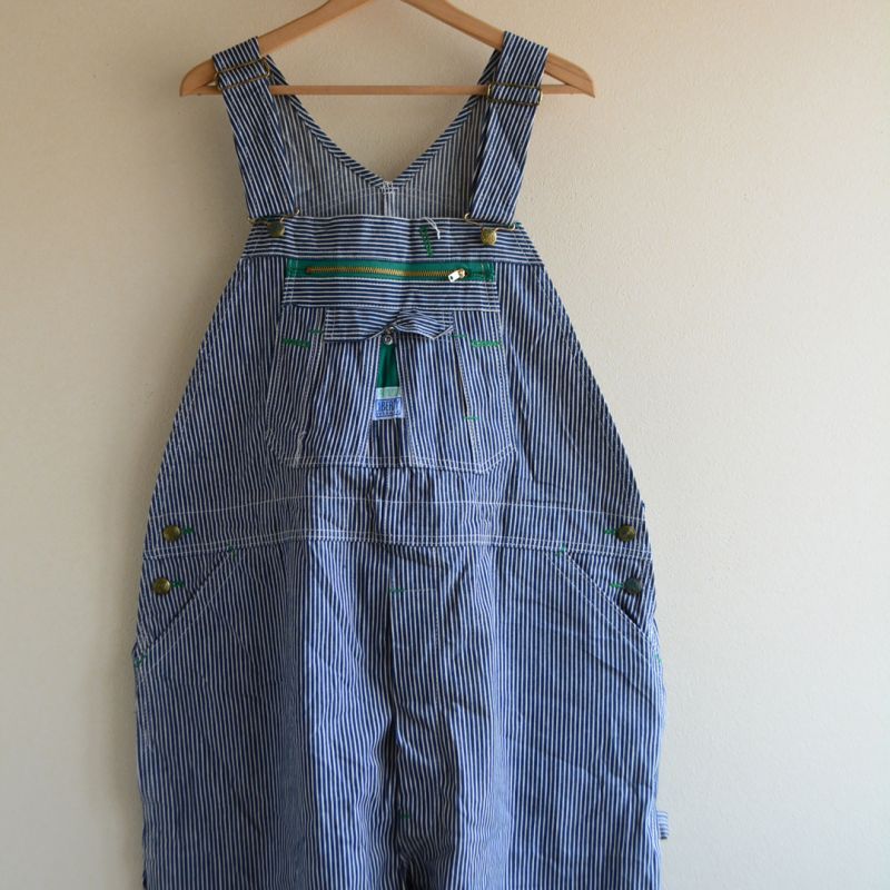 1970s LIBERTY OVERALLS ヒッコリーオーバーオール DEAD STOCK 表記w44 古着屋HamburgCafe