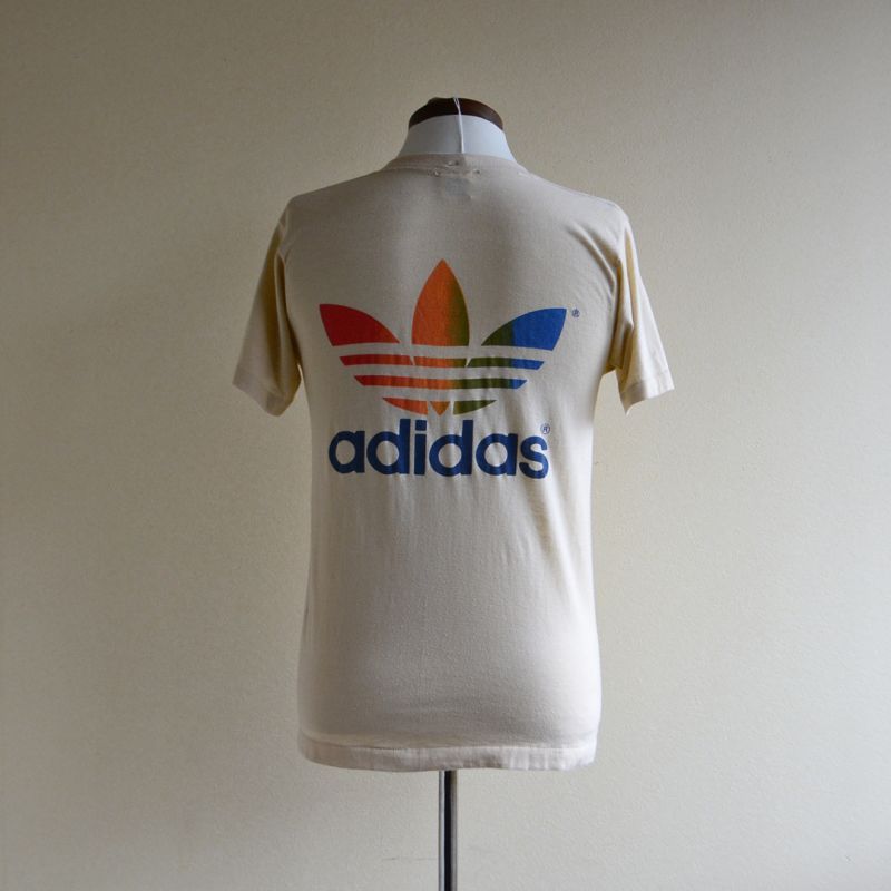 1980s adidas レインボートレフォイルTシャツ バックプリント 表記M