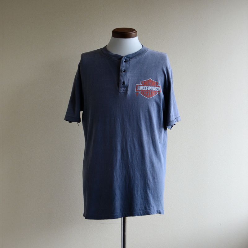 1980s Harley-Davidson ヘンリーネックTシャツ 表記L - 古着屋HamburgCafe