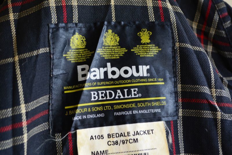 1990s Barbour BEDALE オイルドジャケット 表記38 - 古着屋HamburgCafe