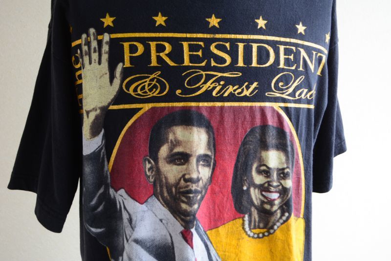 ALLIED BARACK OBAMA バラクオバマ ラメプリント 大判プリント プリントTシャツ メンズXL ヴィンテージ /eaa340841