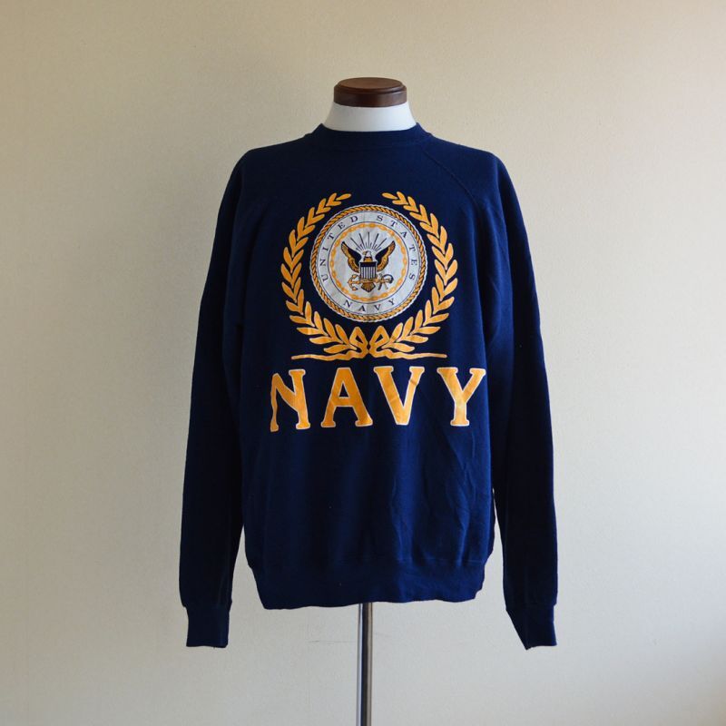 1980s ARTEX US.NAVY プリントスウェット 表記L - 古着屋HamburgCafe