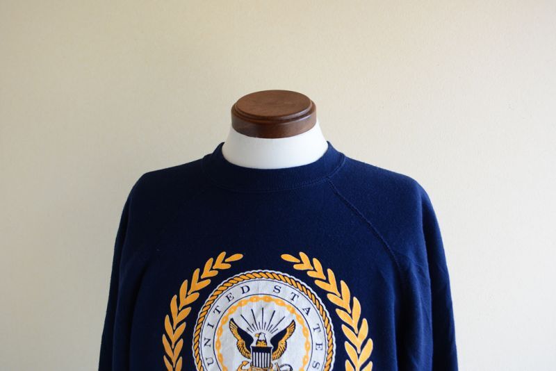 1980s ARTEX US.NAVY プリントスウェット 表記L - 古着屋HamburgCafe