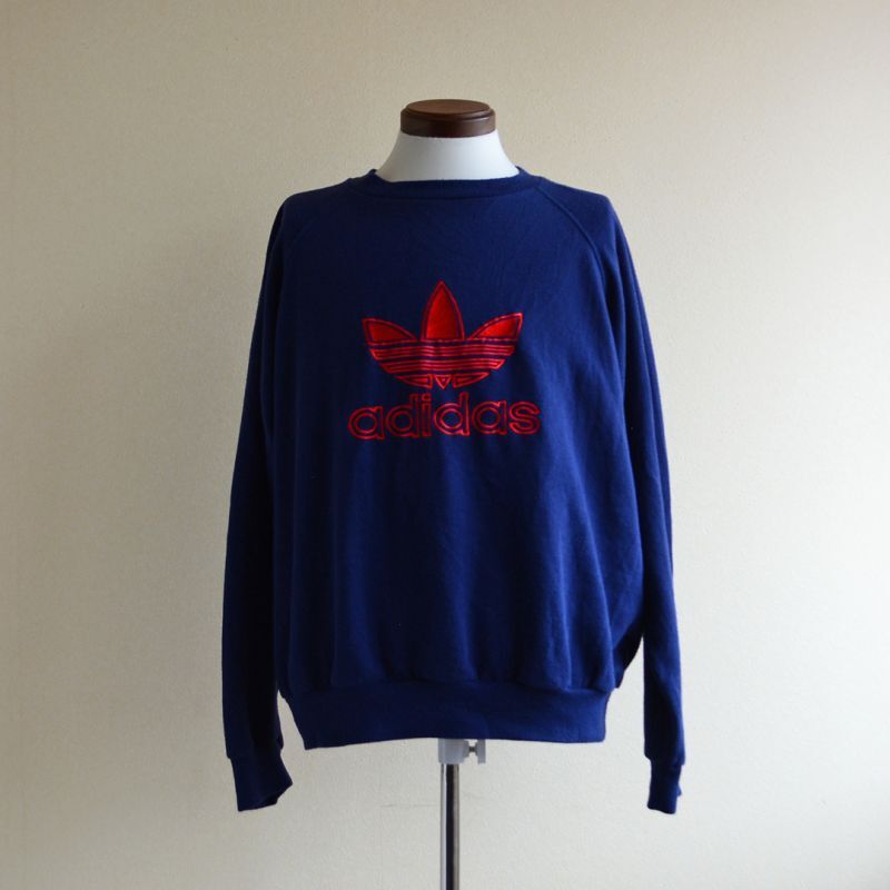 【Vintage】adidas〈ハイネックトレーナー 80s 3連ロゴ 刺繍〉