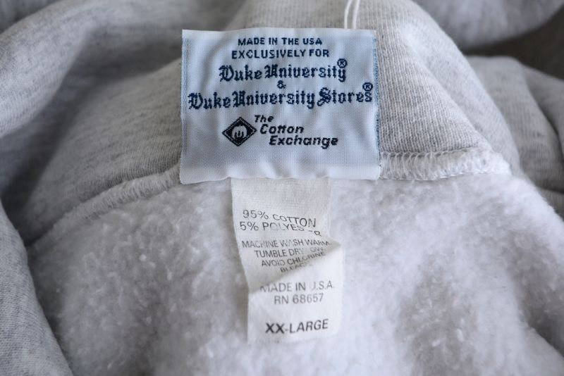 1990s The Cotton Exchange DUKE UNIVERSITY リバースウィーブパーカー MADE IN USA 表記XXL -  古着屋HamburgCafe