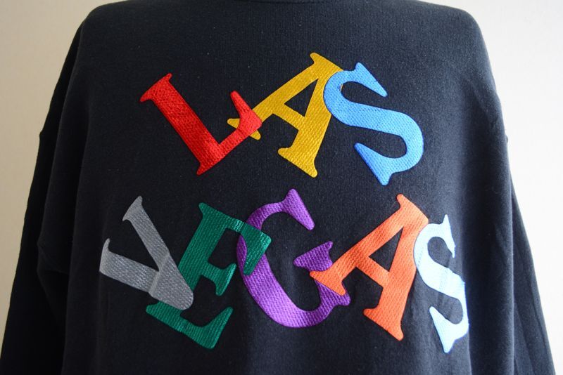 1990s LAS VEGAS 刺繍プリントスウェット　MADE IN USA　表記L